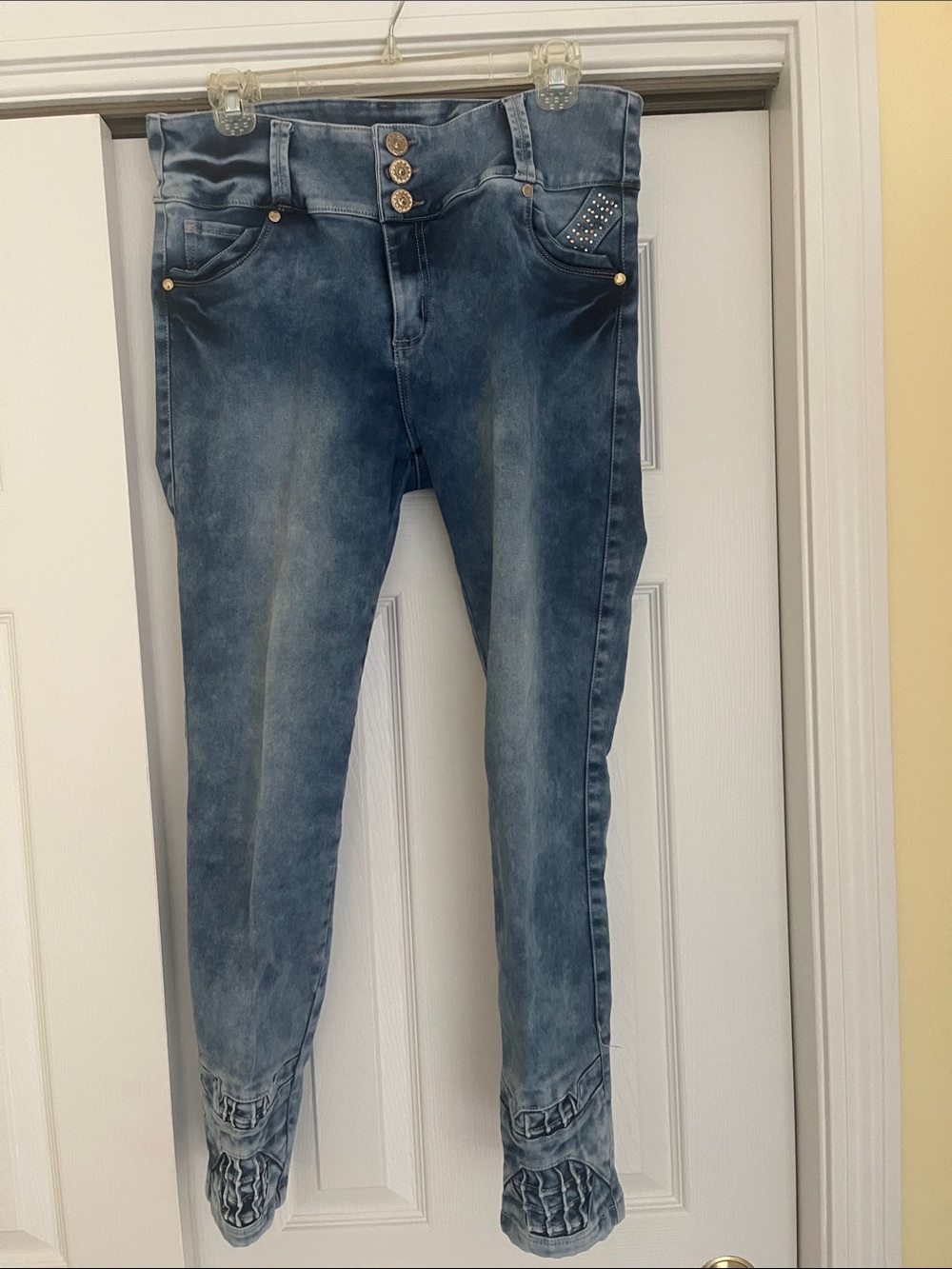 Cielo Faded Blue High-Rise Jeans with Stud Accent
